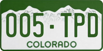 CO license plate 005TPD