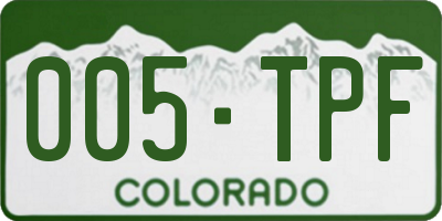 CO license plate 005TPF