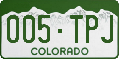 CO license plate 005TPJ