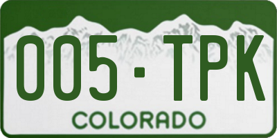 CO license plate 005TPK
