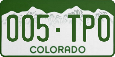 CO license plate 005TPO