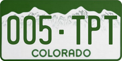 CO license plate 005TPT
