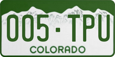 CO license plate 005TPU