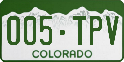 CO license plate 005TPV