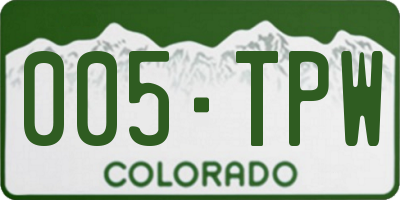 CO license plate 005TPW