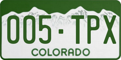CO license plate 005TPX