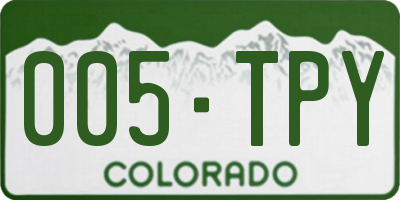 CO license plate 005TPY