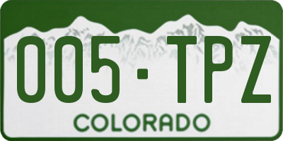 CO license plate 005TPZ