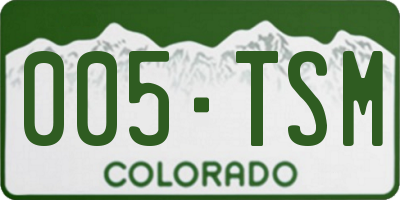 CO license plate 005TSM