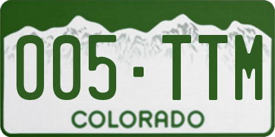 CO license plate 005TTM