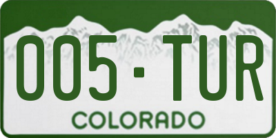 CO license plate 005TUR
