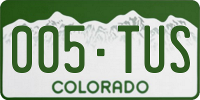 CO license plate 005TUS