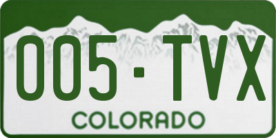 CO license plate 005TVX