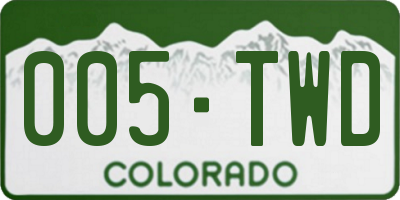 CO license plate 005TWD