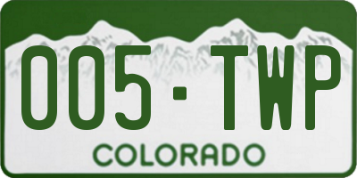 CO license plate 005TWP