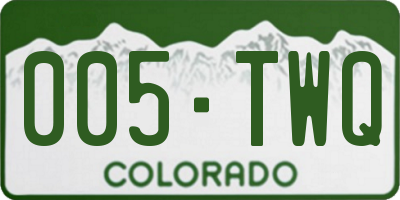 CO license plate 005TWQ