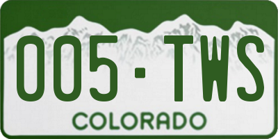 CO license plate 005TWS