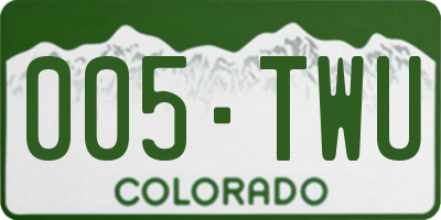 CO license plate 005TWU