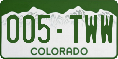 CO license plate 005TWW