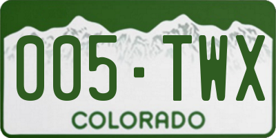 CO license plate 005TWX