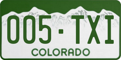 CO license plate 005TXI