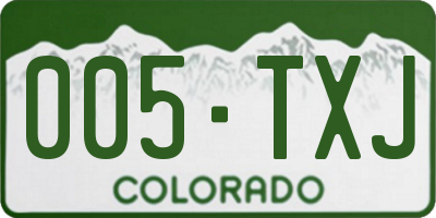 CO license plate 005TXJ