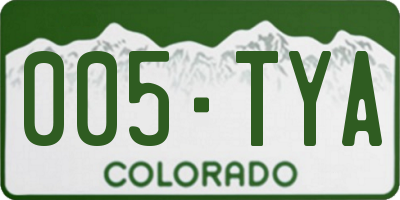CO license plate 005TYA