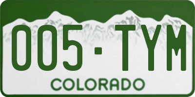 CO license plate 005TYM