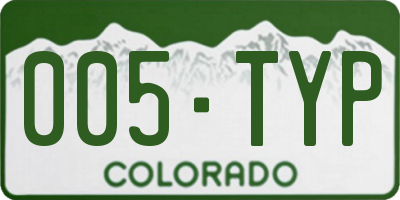 CO license plate 005TYP