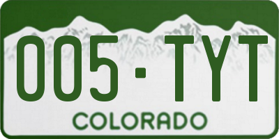 CO license plate 005TYT