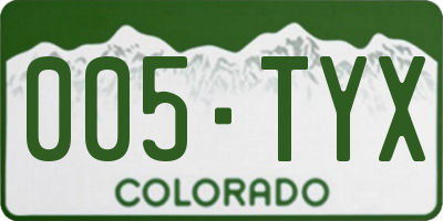 CO license plate 005TYX