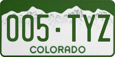 CO license plate 005TYZ