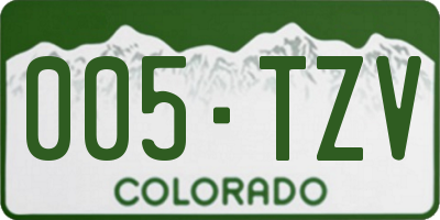 CO license plate 005TZV