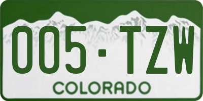 CO license plate 005TZW