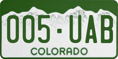 CO license plate 005UAB