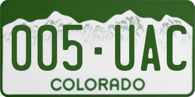 CO license plate 005UAC