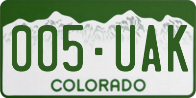 CO license plate 005UAK
