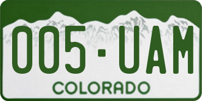 CO license plate 005UAM