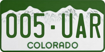 CO license plate 005UAR