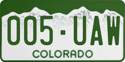 CO license plate 005UAW