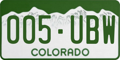 CO license plate 005UBW