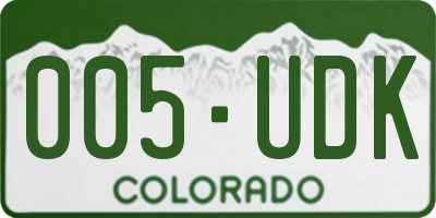 CO license plate 005UDK