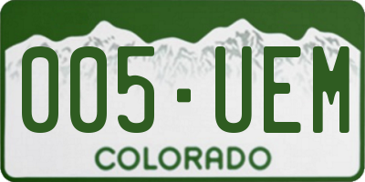 CO license plate 005UEM