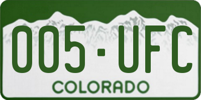CO license plate 005UFC