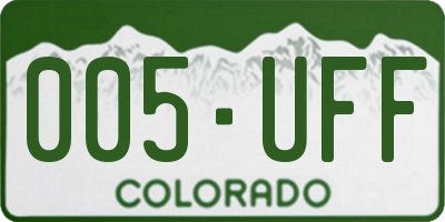 CO license plate 005UFF