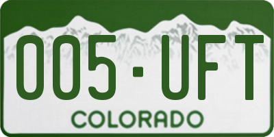 CO license plate 005UFT