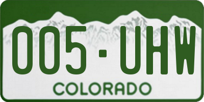 CO license plate 005UHW