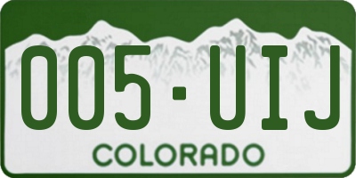 CO license plate 005UIJ