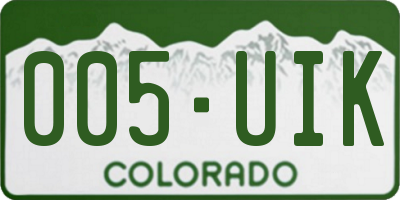 CO license plate 005UIK