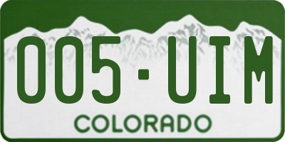 CO license plate 005UIM